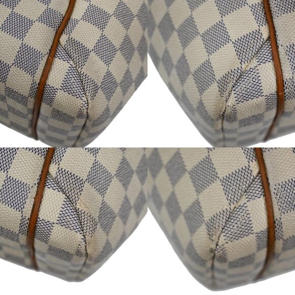 LOUIS VUITTON Logo Totally MM Shoulder Bag Damier Azur Leather WE - Picture 13 of 16